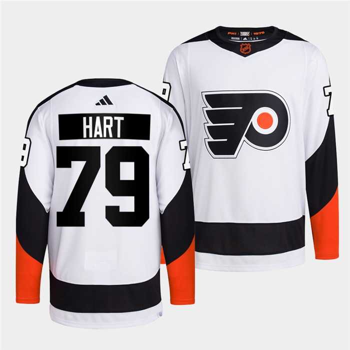 Men%27s Philadelphia Flyers #79 Carter Hart White 2022 Reverse Retro Stitched Jersey Dzhi->pittsburgh penguins->NHL Jersey